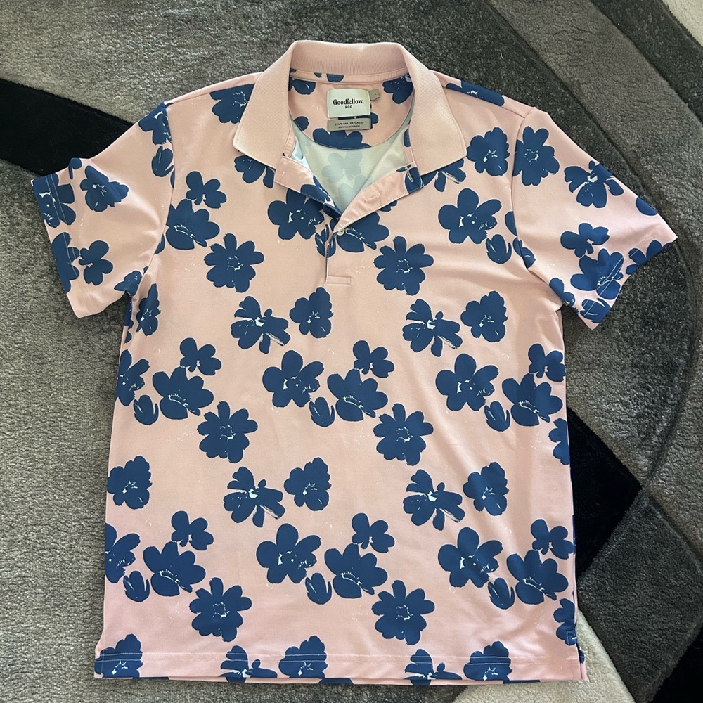 Goodfellow & Co Men's Pink and Blue Floral Shirt